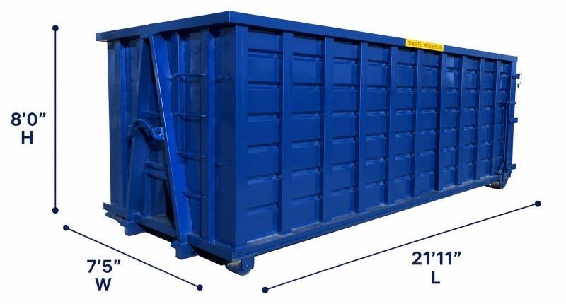 Dimensions for our 40 yard roll-off dumpster rental service in Phoenix, AZ